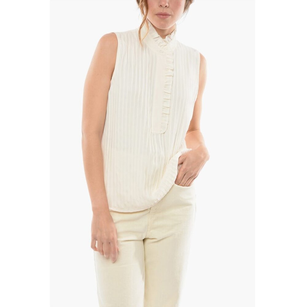 Tory Burch ruffle detail sleeveless tuxedo blouse (6)